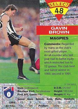 1994 Select AFL #48 Gavin Brown Back